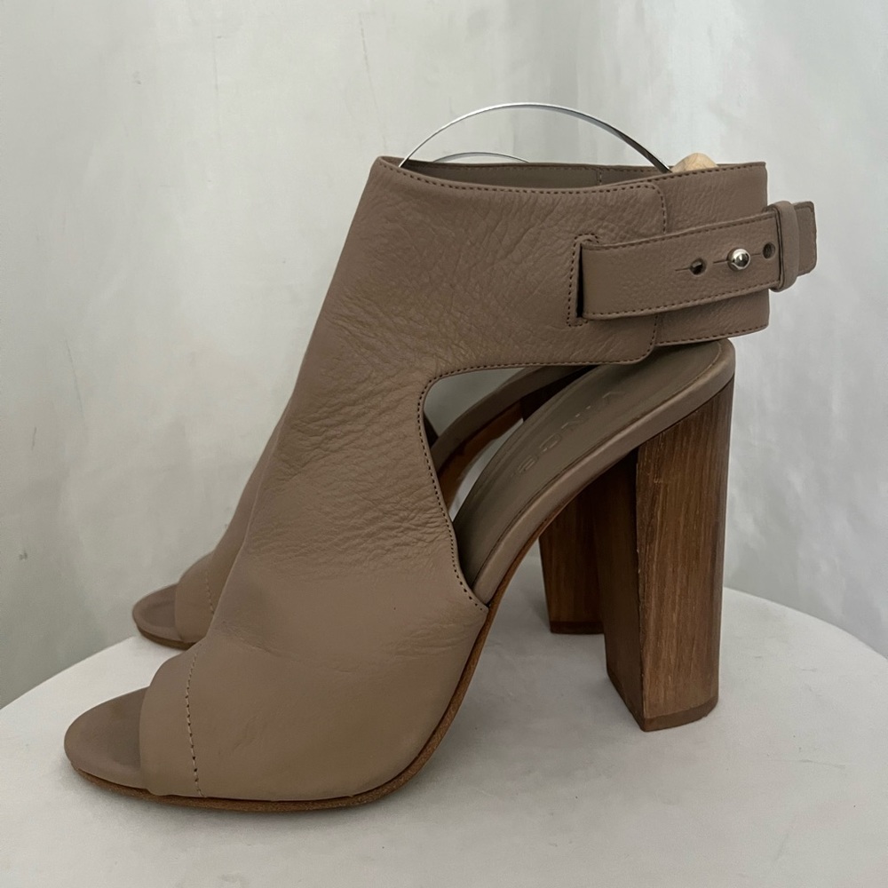Vince Open-Toe Buckle Back Chunky Heels 8
